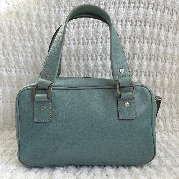Kate Spade Double Handle Aqua Blue Pebbled Leather Hand Bog With Dust Bag - Picture 4 of 12